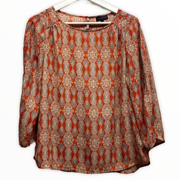 The Limited | Orange & Blue Printed Blouse - Picture 1 of 5